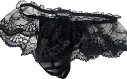 BamBella ® - Slip- maat Onesize S M L - zwart Sexy erotische heren onderbroek mannen kant stof — thumbnail 3