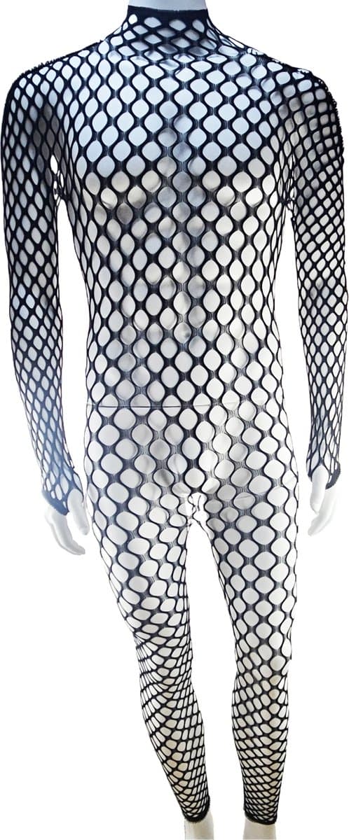 BamBella ® - Panty pak -Onesize - body suit - Heren- Erotische jumpsuit van kant Man lingerie Zwart kant gaas — afbeelding 1