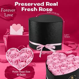 17 Stuks Cadeauset met Echte Gestoofde Rozen - Eeuwige Bloem in Hartvorm voor Vrouwen — thumbnail 4
