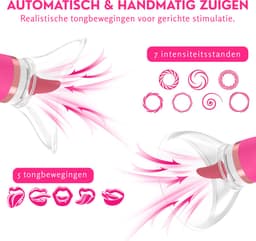 Tong Vibrator -Tepels - Lik en Zuig Functie - Vacuümpomp - Likkende Vagina Zuiger - Vibrator voor Vrouwen - Clitoris - Beffen - Seksspeeltje voor Vrouwen - Rood — thumbnail 3