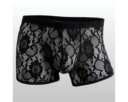 Heren Boxer Kant Zwart Transparant Mesh - Sexy Heren Lingerie - Maat M | LS230