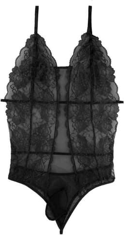 Doorzichtige kanten bodysuit voor heren - One-piece string ondergoed — thumbnail 7