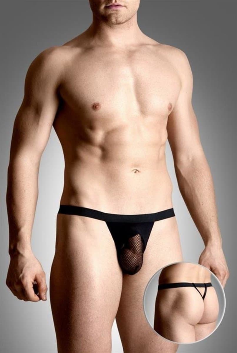 Sexy doorzichtige G-string met visnet zwart XL — afbeelding 1