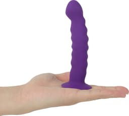 Banoch | Dildo ribbel paars siliconen met zuignap | 14,5 cm lang | max Ø 3 cm — thumbnail 2