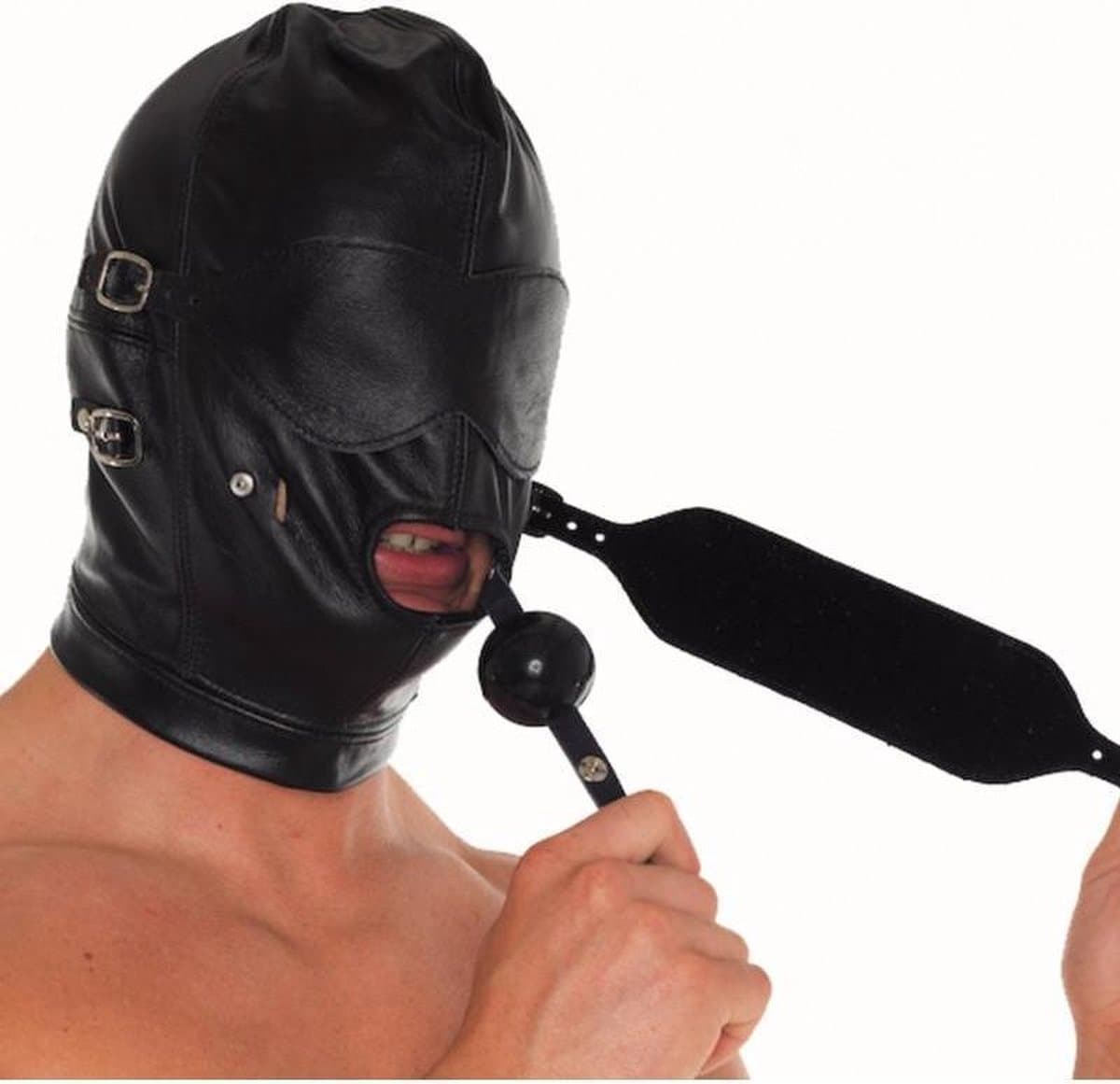 Rimba Bondage Play - Leren Masker Met afneembare gag En oogdelen — afbeelding 1