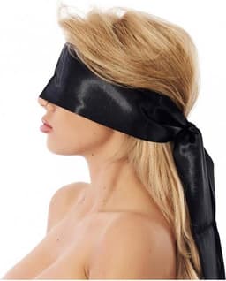 Rimba - Blinddoek - Ook Voor Bondage - Nylon - Zwart - 150 cm lengte - 10 cm breed — thumbnail 1