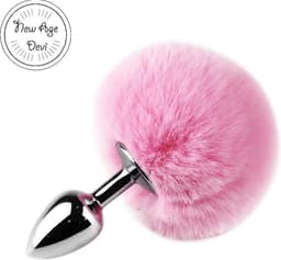 New Age Devi - Bunny Tail - Sexy Konijnen staart - Butt Plug - Fluffy -Playful Sex Toys - Zilver - Roze — thumbnail 1