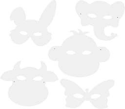 Dierenmaskers, h: 13-24 cm, b: 20-28 cm, 100 stuks, wit — thumbnail 4