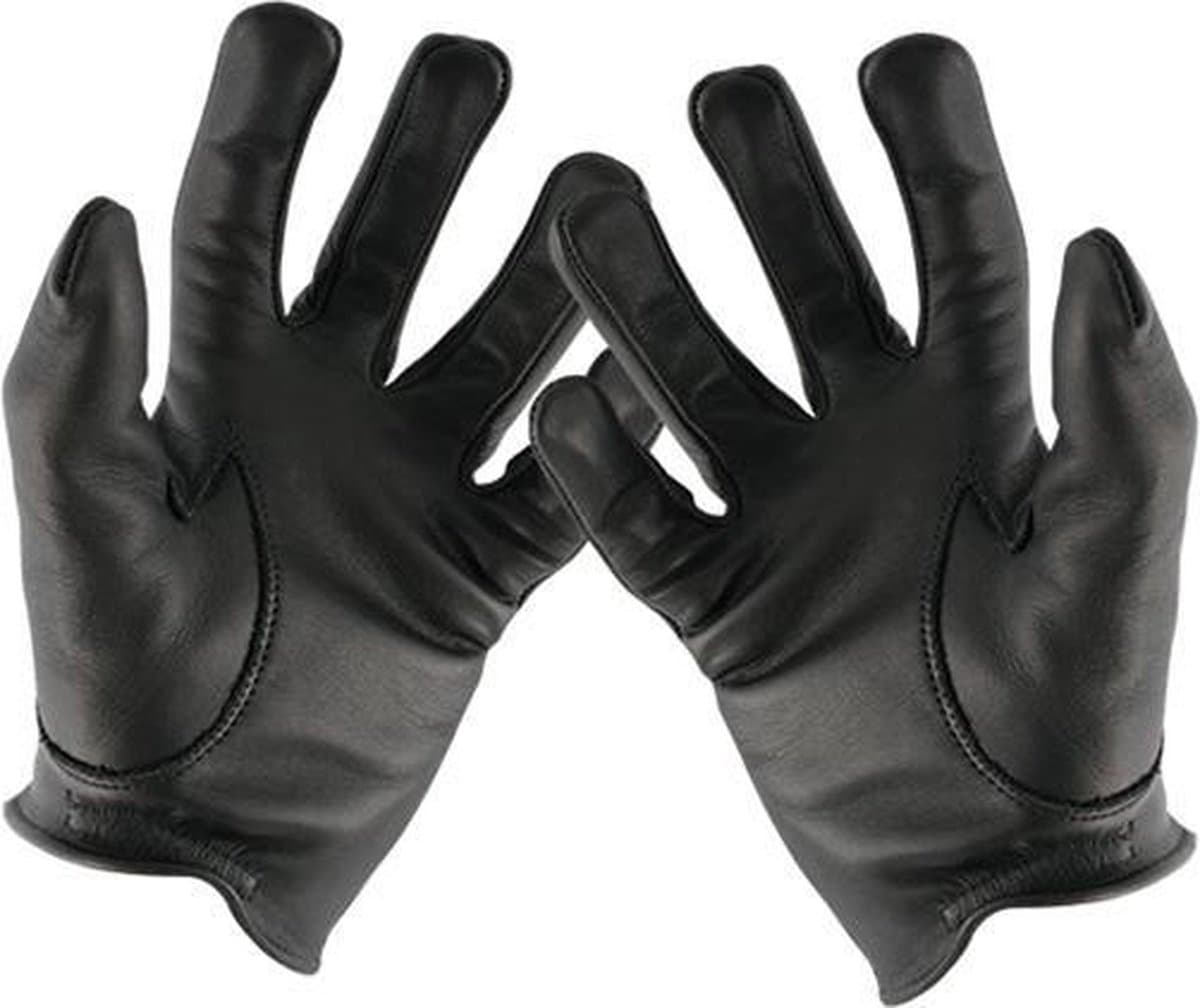 Mister B - Leren Politie Handschoenen - Zwart M — afbeelding 1