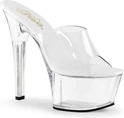 Pleaser - ASPIRE-601 Muiltjes - Paaldans schoenen - 35 Shoes - Transparant/Wit — thumbnail 1