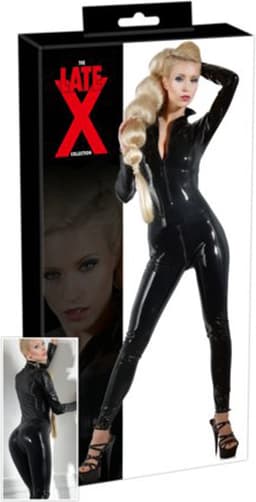 LateX – Latex Catsuit voor Strak en Spannend Gevoel met Open Kraag en Rits Sluiting Maat M – Zwart — thumbnail 7