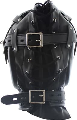 Banoch - Reticent Hood Black -Zwart bondage Masker van pu Leer | BDSM — thumbnail 6
