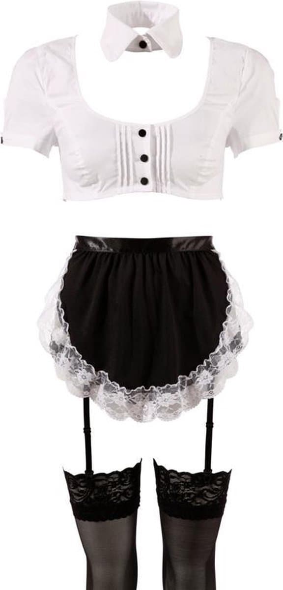 Cottelli Collection – Erotische Dienstmeisje Ouvert met Afneembare Bandjes voor de Spannende Rollen Spelen – Maat XL – Zwart — afbeelding 1