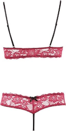 Cottelli Collection - Lingerie Set met Toegankelijkheid tot Tepels en Vagina voor een Spannende Ervaring – Maat S – Rood — thumbnail 2