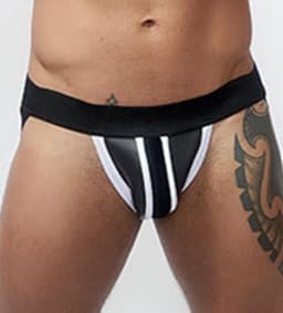 Mister b neoprene jockstrap black white xs — thumbnail 1