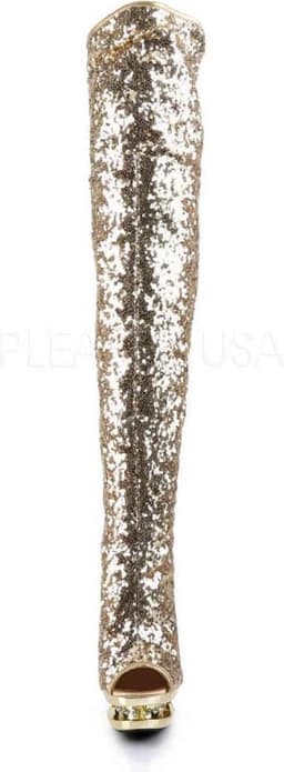 Pleaser - BLONDIE-R-3011 Plateau Overknee Laarzen - Paaldans schoenen - 35 Shoes - Goudkleurig — thumbnail 2