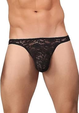 Male Power Stretch Lace Thong Bong Thong L/XL - zwart — thumbnail 1
