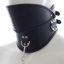 Banoch - Posture collar black extra - pu leer - zwart - bdsm — thumbnail 12