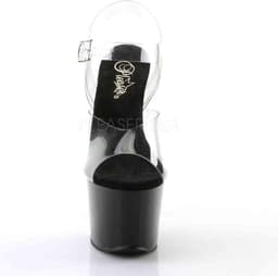 Pleaser - SKY-308 Sandaal met enkelband, Paaldans schoenen - Paaldans schoenen - 39 Shoes - Zwart/Transparant — thumbnail 2