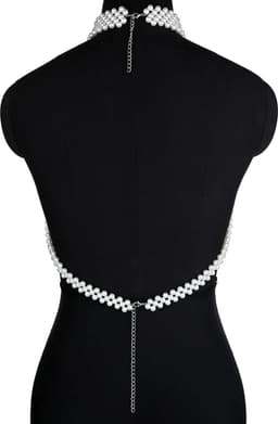 Parel bodychain - BDSM - Ketting - Harnas SM vrouwen - Festival outfit - Kraag - Verstelbaar - Erotische sieraden — thumbnail 3