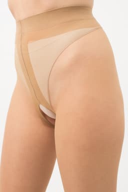GIULIA Panty - Intimo 20 - Open Kruis Panty - Strippanty - Erotiek - 20 Den - Large - Daino (Beige) — thumbnail 3