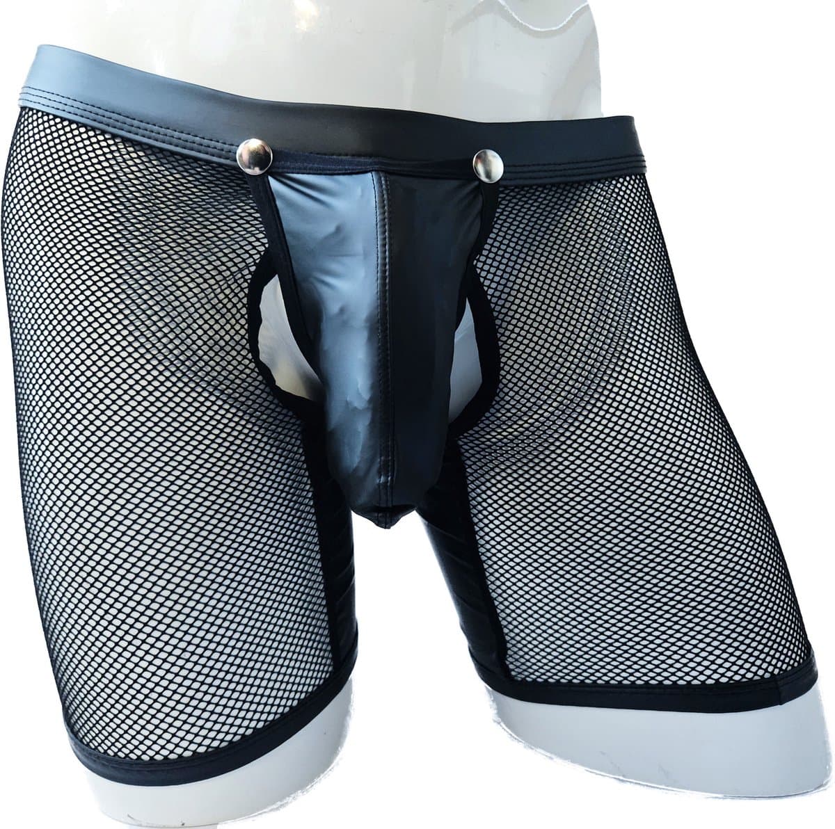 BamBella® Maat XS - open kruis Boxer short kant voor mannen - - doorzichtig BDSM Erotische Sexy Lingerie lang Heren - Zwart mannen ondergoed slip — afbeelding 1