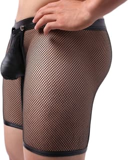 Transparante boxershort - open kruis - BDSM - PU leder - afneembaar - exotische lingerie heren - Sexy — thumbnail 2