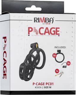 Rimba Toys - P-Cage PC01 - Kunststof Kuisheidskooi - Peniskooi - Chastity - Zwart - Verkrijgbaar in 3 maten — thumbnail 2