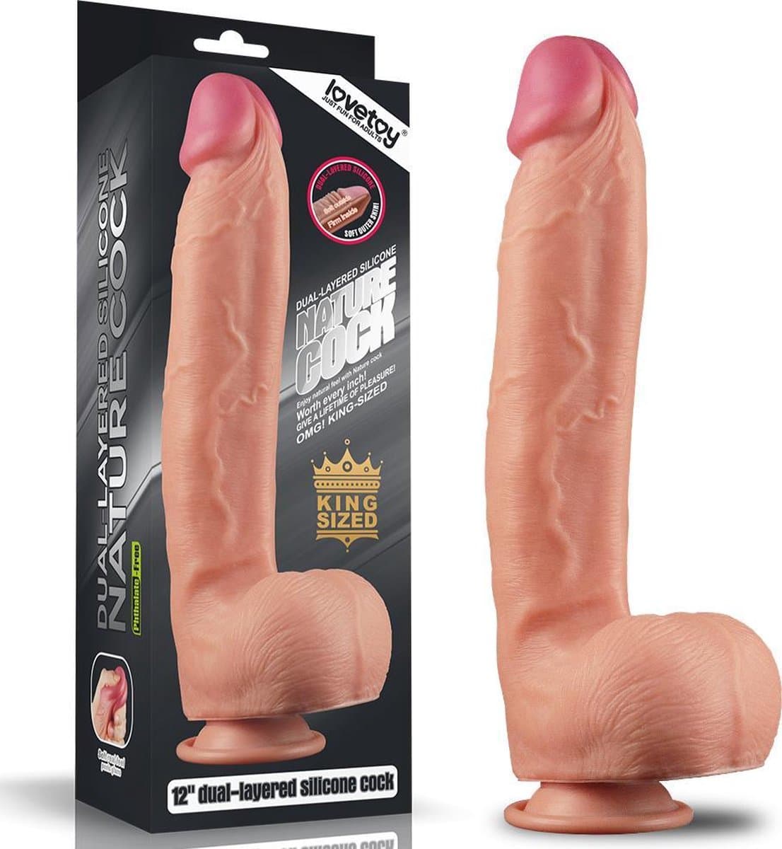 LoveToy - Realistic Dildo 30.5 cm - Nude — afbeelding 1