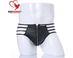 Erotische heren boxer met rits - Mannen slipje porno - PU Leder - One size