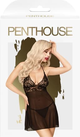 Penthouse Lingerie Bedtime story - Erotische Babydoll met String - Maat L/XL - Zwart — thumbnail 4