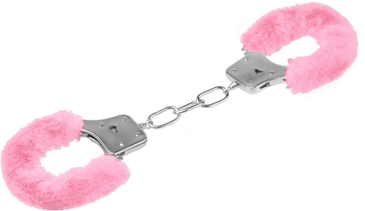 EIS, metalen handboeien, voor bondage, met roode pluche, incl. twee sleutels — afbeelding 1