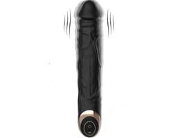 EZlove® Luxe Zwarte Vibrerende Dildo – Realistische Dildo met Eikel & Aders – 10 Vibratiestanden – Siliconen Dildo – Waterproof & Oplaadbaar – Dildo voor Vrouwen & Mannen – 22 cm