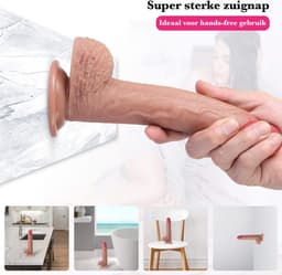 Quick Relief - Dildo Intens Pleasure™ - Met Balzak - Dubbel Gelaagd - Siliconen - 21.5 cm - beige — thumbnail 3