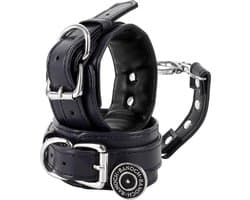 Banoch | enkelboeien van pu leer | zwart / zilver| bondage
