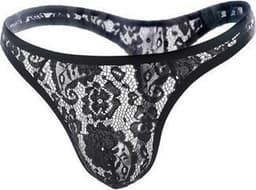 Kanten string voor heren - Zwart - Sexy ondergoed mannen maat L/XL — thumbnail 1