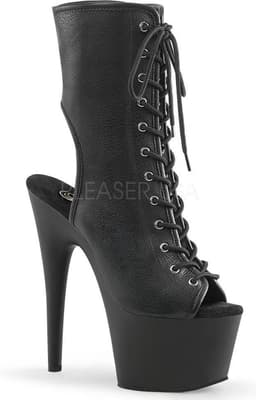 Adore-1016 plateau peeptoe enkellaars met open hiel en stiletto hak mat zwart - (EU 39 = US 9) - Pleaser — thumbnail 1