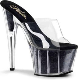 Pleaser - ADORE701G Muiltjes - Paaldans schoenen - 40 Shoes - Zwart/Transparant — thumbnail 1