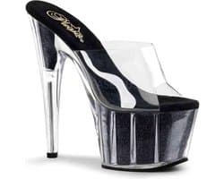 Pleaser - ADORE701G Muiltjes - Paaldans schoenen - 40 Shoes - Zwart/Transparant