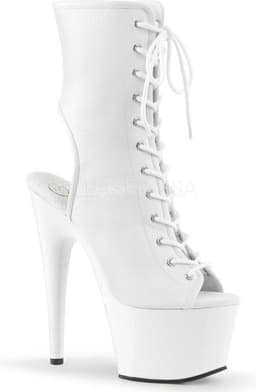 Adore-1016 plateau peeptoe enkellaars met open hiel en stiletto hak mat wit - (EU 38 = US 8) - Pleaser — thumbnail 1