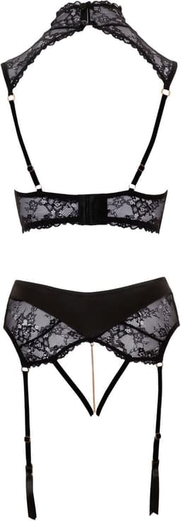 Abierta Fina Elegante Jarretel Set Met Open Kruisje - Zwart — thumbnail 3