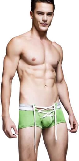 Sexy Heren Boxershort – Veter Sluiting - Groen - Lingerie - Ondergoed - Strak — thumbnail 3