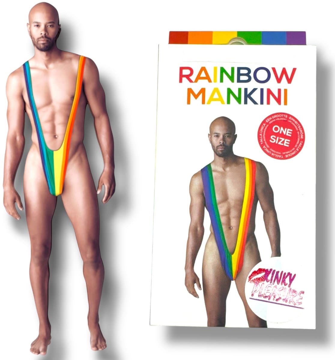 Mankini Regenboog – One Size | Hilarisch & Sexy Kostuum PRIDE — afbeelding 1
