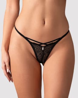 Obsessive - Iliosa Babydoll & String - Zwart — thumbnail 1