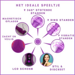 SlipperyHeights® Tisa - Triple 360° Stotende Vibrator - Clitoris en G-Spot Stimulatie - LCD Scherm - Intense 27 Standen - Siliconen Sex Toy voor Vrouwen - Dildo - Donkerpaars — thumbnail 6
