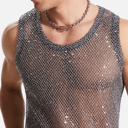 Erotiek tank top heren - Glitter and glamour - Hemd - Mesh - Visnet — thumbnail 6