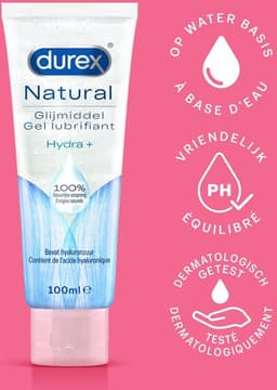 Durex - 2 Glijmiddelen Waterbasis voor comfort - Natural Hydratant 100% Natuurlijk Glijmiddel 100ML - Sensitive Glijmiddel 50ML — thumbnail 3