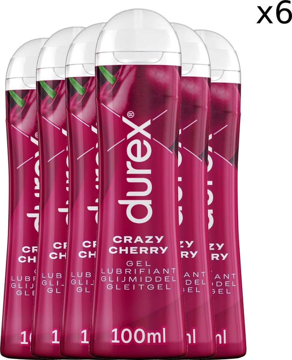 Durex Glijmiddel Crazy Cherry - Kers - waterbasis - 100ML x6 — afbeelding 1