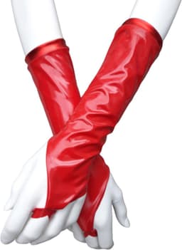 handschoenen van Datex (Mix latex en stof ) kort Rood andschoenen kort S/M Rood — thumbnail 2