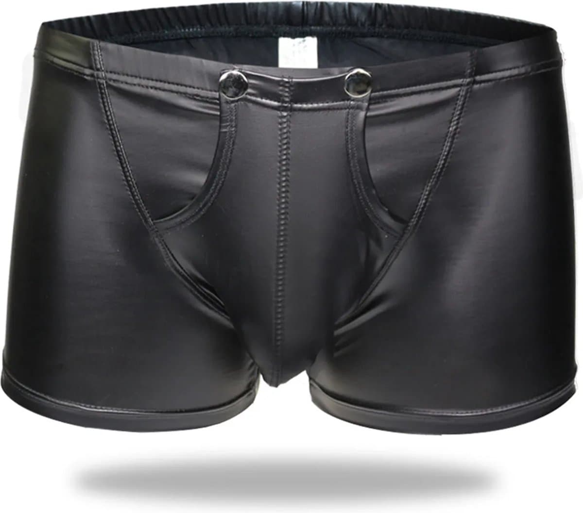 Boxer-Heren-Sexy-mannen-Lederlook-Latex-Openkruis-Lapje-Goedkoop-Erotisch — afbeelding 1